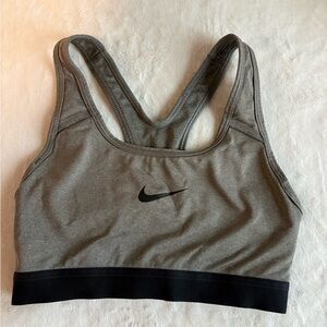 Nike Women's Heather Gray and Black Sports Bra